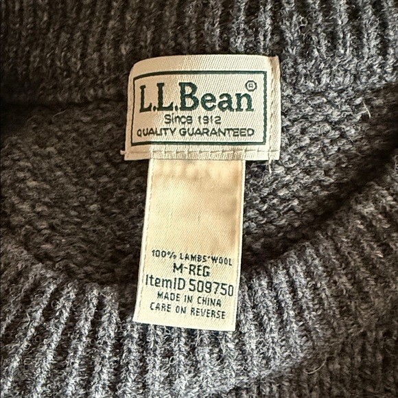L.L. Bean Men's Charcoal Wool Crewneck Sweater - Picture 2 of 5